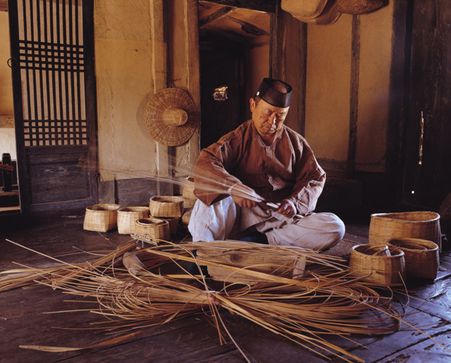 대나무소쿠리만들기